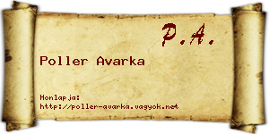 Poller Avarka névjegykártya